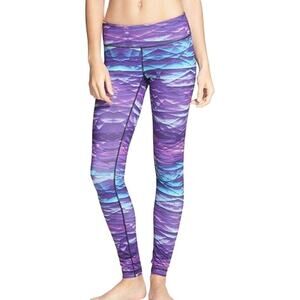 Zella Legging Mid Rise Full Length Geometric Pattern Blue Purple Small
